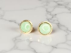 A pair of polished jade ear studs,