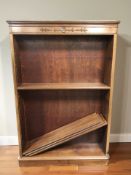 A 20th century continental mahogany open bookcase, 100 cm x 29 cm x 146 cm.