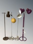 Four various continental standard lamps