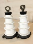 Two porcelain insulators, height 47 cm.