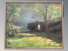 Danish School : A figure in a garden, oil on canvas, 78 cm x 64 cm.