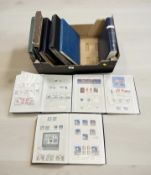 Nine albums containing a collection of Elizabeth II stamps and further stamp sheets.