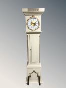 An early 20th century and later continental painted and gilt long case clock, with weights,