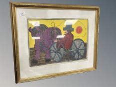 Heerup : Limited edition colour print depicting a horse pulling a plough, 51 cm x 36 cm.