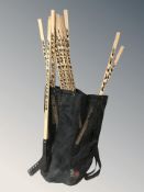 A bag of hockey equipment.