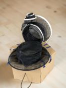 Two vintage lady's summer hats, in a hat box.