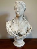 Italian School (19th century) A carved white marble bust of a lady,