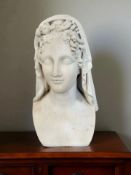 After Antonio Canova (Italian 1757 -1822) A carved white marble bust of Beatrice,