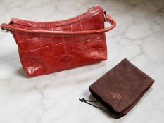 A Mulberry Red Mini Congo Leather Croc Bag, with chrome-tone hardware, red leather shoulder strap,