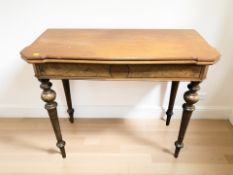 A 19th century mahogany turnover top tea table, width 94 cm.