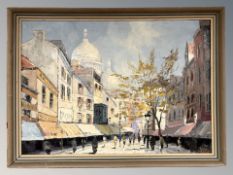 Danish School : Figures in a street, oil on canvas, 67 cm x 47 cm.