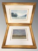 After John Bond : Two limited edition colour lithographs depicting wheat harvesters,