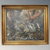 Danish School : Abstract study, oil on canvas, 65 cm x 53 cm, signed with initials 'MKP'.