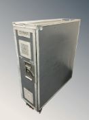 An air travel storage trolley on castors, length 85 cm.