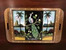 A butterfly wing twin-handled serving tray, width 52 cm.