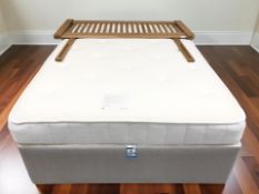 A 4 ft 6 storage divan with John Lewis mattress and headboard.