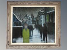 Danish School : Figures in a street scene, oil on canvas, 69 cm x 59 cm.
