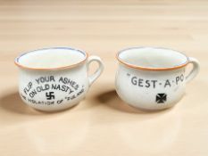 Two novelty Fieldings propaganda pots depicting caricatures of Hitler,