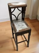A Chinese rosewood and marble inset two-tier stand,