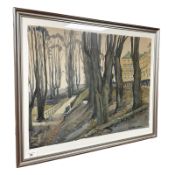 Harold Henriksen : Trees on a hillside, watercolour, 61 cm x 46 cm.