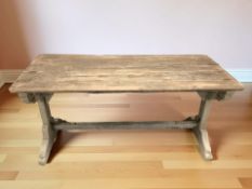 A painted pine garden refectory table,