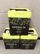 Three 20 litre tubs of rape seed oil