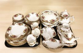 Approximately fifty one pieces of Royal Albert Old Country Roses tea and dinner porcelain including