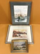 E M Lindsay : Fishing boat moored in a harbour,