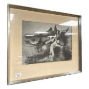 A Danish monochrome surrealist print, 42 cm x 30 cm.