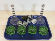 A set of four uranium glass piano insulators,