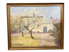 N Krystiense : Building with a courtyard, oil on canvas, 79 cm x 63 cm.