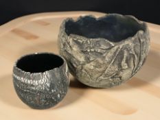 Two studio pottery free form bowls, largest 18 cm diameter.