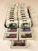 A collection of Days Gone die cast delivery vans, buses, etc.