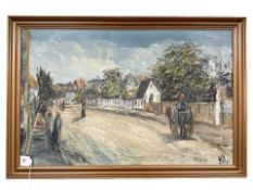 Danish School : Figure with a cart horse, oil on canvas, 69 cm x 44 cm.