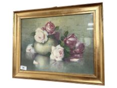A Danish colour print depicting still life of roses, 39 cm x 29 cm.