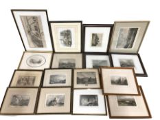 A collection of 19th century hand coloured engravings including scenes of Northumberland,