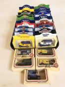 A group of boxed die cast delivery vans including Lledo, Oxford, etc.