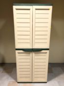 A plastic garden storage box,