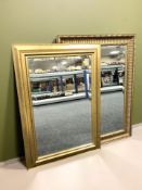 Two reproduction gilt rectangular mirrors, largest 92 cm x 66 cm.
