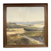 Danish School : Landscape towards a coast, oil on canvas, 43 cm x 42 cm.