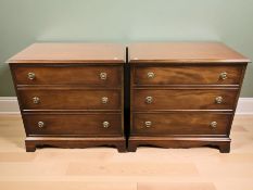 A pair of Bevan Funnell Reprodux mahogany three drawer chests,