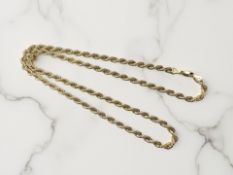 A 9ct yellow gold rope twist necklace, length 62.5 cm CONDITION REPORT: 9.