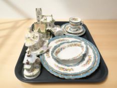 Three Crown Staffordshire graduated porcelain plates, a further trio in the same pattern,