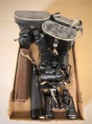 A pair of Technar 12 x 50 binoculars, Boots Pacer 10 x 50 mm binoculars, Viking 10 x 42 binoculars,