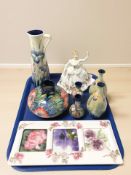 Five Old Tupton Ware vases and a further jug, a Royal Doulton figure 'Shirley' HN2702,