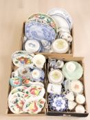 Assorted tea and dinner wares, blue and white plates, Royal Worcester oven to table wares,