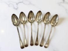 Six George III silver dessert spoons, London 1817. CONDITION REPORT: 188.