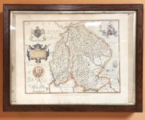 A reproduction colour Saxton's map of Lincolnshire and Nottinghamshire from 1576, published 1959,