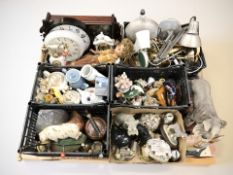 A large quantity of ceramics, home wares, ornaments, Lilyput Lane cottages, china, clocks,