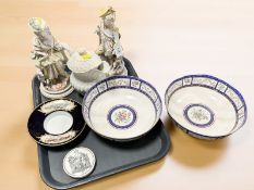 A group of 18th/19th century porcelain items including a pair of figures of a lady and gentleman,
